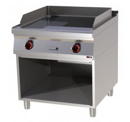 2 zónás RedFox álló elektromos rostlap félig sima, félig bordázott, krómozott sütőfelülettel, semleges tárolóval